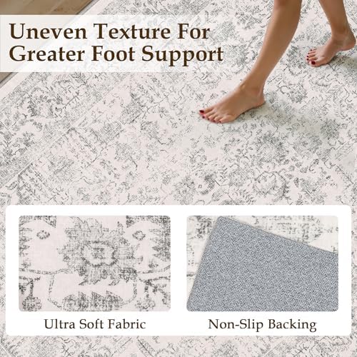 PureCozy 6x9 Washable Area Rug Gray Non Slip Thick Soft Vintage Carpet - Image 5