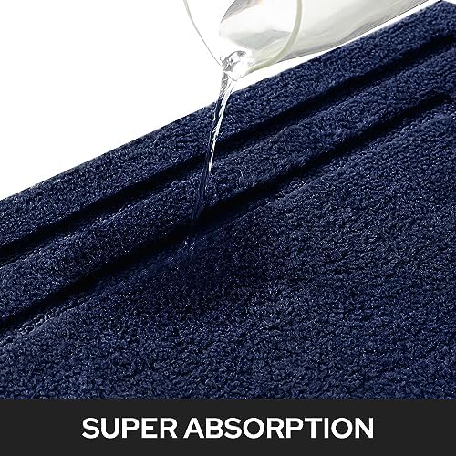 HOMEIDEAS Bathroom Rugs Sets 2 Piece,Soft Non Slip Bath Mat Navy Blue - Image 4