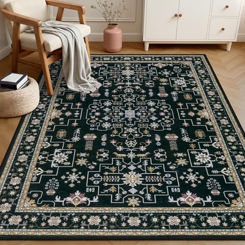 3x5 Area Rugs Living Room: Washable Vintage Rug for Bedroom Black - Image 2