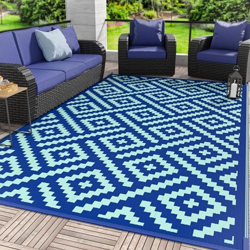 GENIMO Outdoor Rug, Waterproof Plastic Rugs for Patio, 6'x9' Royal Blue by GENIMO