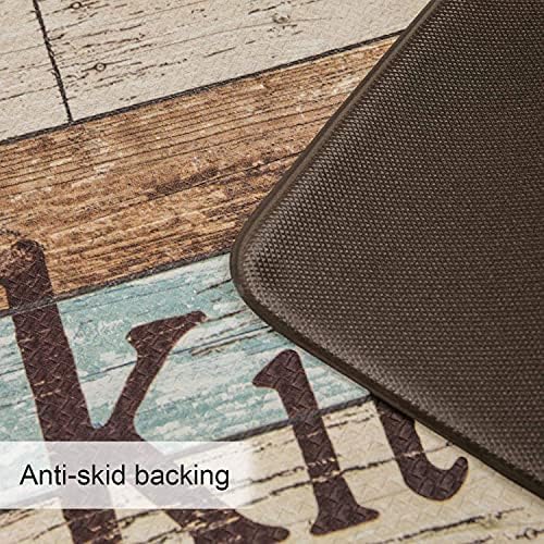FRESHMINT Farmhouse Kitchen Mats Sets 2 Piece Cushioned Comfort Mat for Home & Office Ergonomically Engineered Memory Foam Kitchen Rug Waterproof Non-Skid, 30" by 17" + 47" by 17",Happiness - Image 5