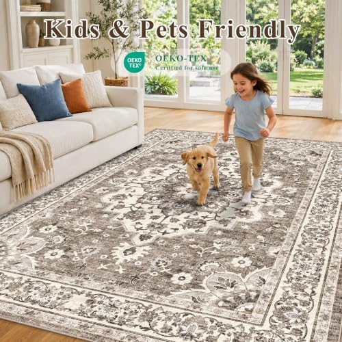 Washable Oriental Area Rug: Soft 10x10 Area Rugs for Living Room Bedroom - Image 2