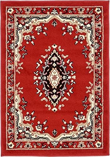Unique Loom Reza Collection Traditional Persian Style Area Rug, 2 ft 2 in x 3 ft, Red/Ivory by UniqueLoom