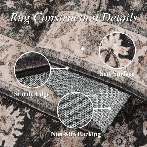 Washable 8x10 Living Room Soft Area Rug Charcoal Beige Large Carpet - Image 7
