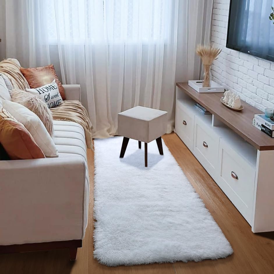 White Runner Rugs for Bedroom Living Room, Fluffy 2x6 Bedside Soft Area Rug - Image 5