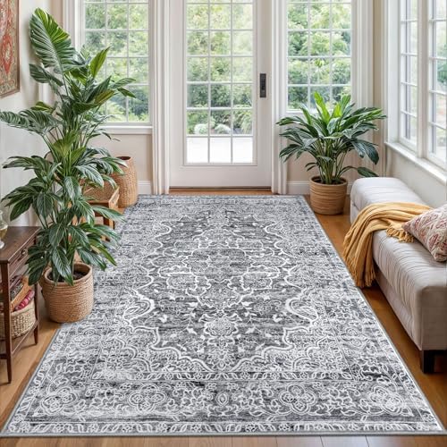 KUTA Area Rug 4x6 Living Room Washable Rugs Vintage Grey Blue White by KUTA