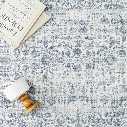 PureCozy Navy Blue Area Rug 7x10 Vintage Floral - Image 4