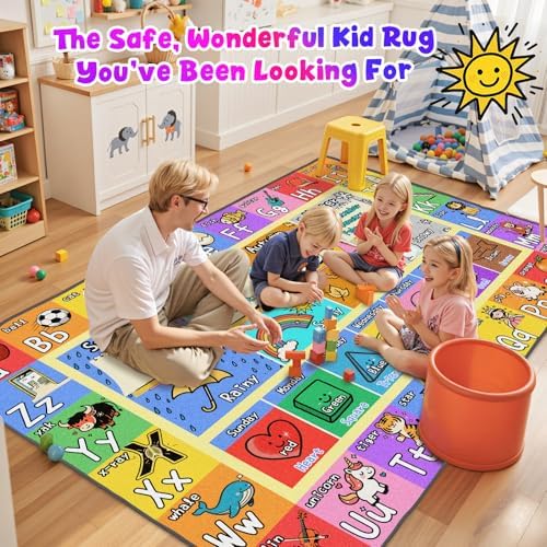 Large Classroom Rug Elementary 9x12, ABC Kids Rugs for Playroom - Image 7