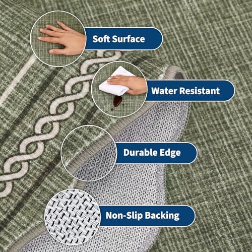 GarveeHome Scalloped Runner Rug for Hallway 2x10 Non Slip Washable, Green - Image 4
