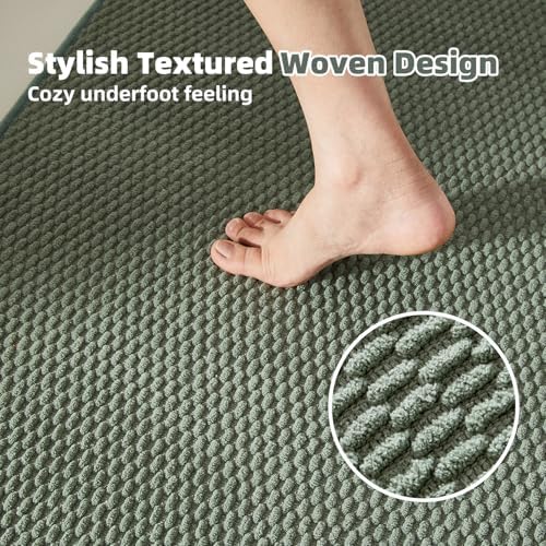TYUU Toilet Rug, Thin Toilet Rugs U Shaped Washable Non Slip Absorbent Quick Dry Low Pile Toilet Mat, Sage Green 20"x24" U Shape - Image 3