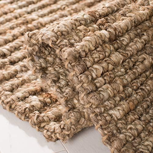 SAFAVIEH Natural Fiber Square Rug 8', Jute Knotted Natural & Grey NF447M - Image 6