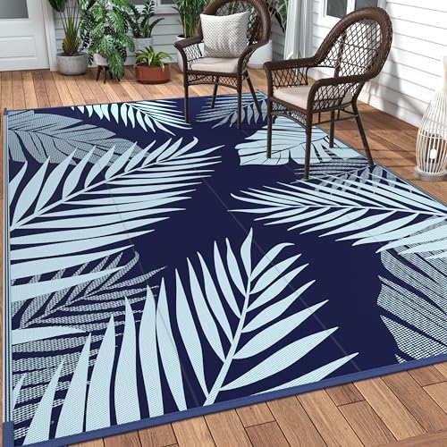 GENIMO Outdoor Rug, Waterproof Plastic Rugs for Patio, 6'x9' Blue by GENIMO