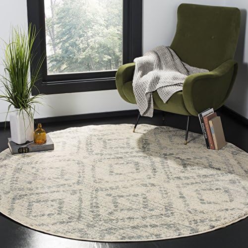 SAFAVIEH Adirondack Collection Round Rug - 12' Round, Ivory & Light Blue, Contemporary Design, Stain Resistant, Ideal for High Traffic Areas in Living Room, Bedroom & Dining Room (ADR131T-12R) by Unknown