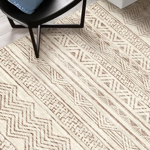 Ksrau 6x8 Area Rug Washable Moroccan: Non Slip Living Room Floor Mat Beige - Image 5