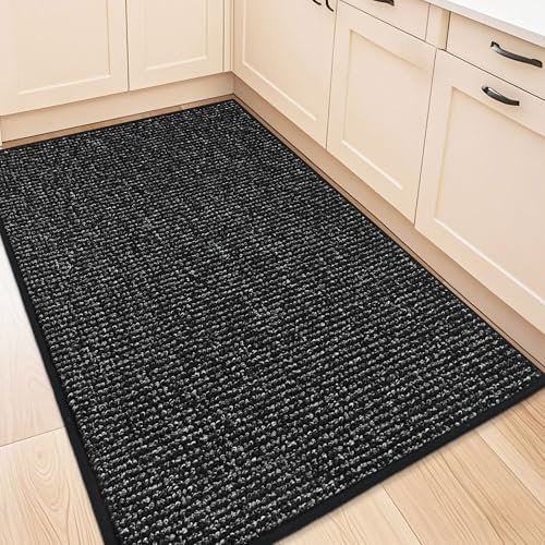 BEQHAUSE Kitchen Rugs 32"x48", Non-Slip Kitchen Mats for Floor, Black by BEQHAUSE