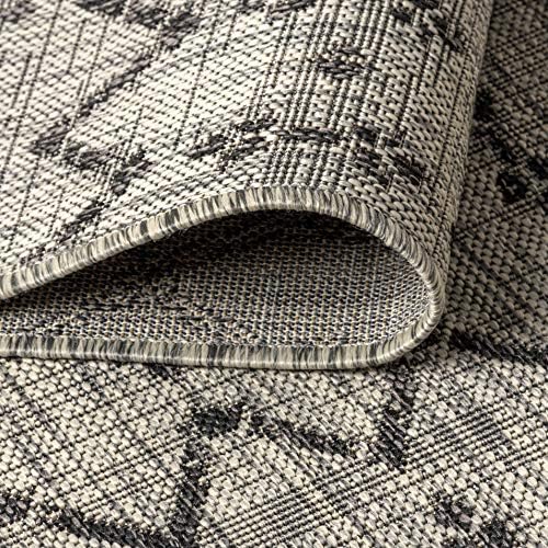 JONATHAN Y Moroccan Geometric Indoor Outdoor Round Area Rug 9 Ft Light Gray/Black, Ourika Textured Weave for Backyard, Patio, Porch, Easy-Cleaning, High Traffic Pet-Friendly, Non-Shedding SMB108E-9R - Image 5