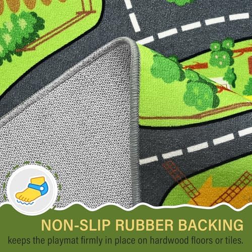 BENRON Farmyard Car Play Rug 5x7 for palyroom, Educational PlayMat for Kids - Image 6