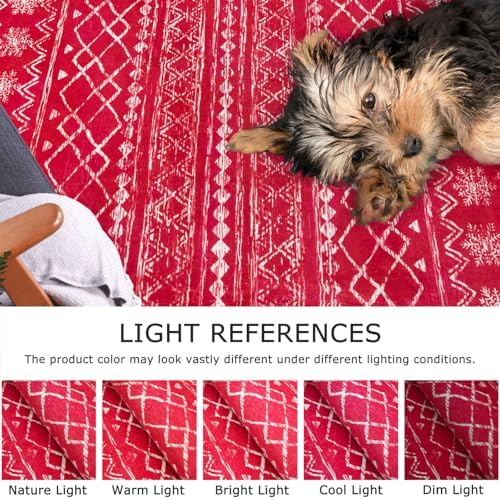 KUTA 3x5 Christmas Enreyway Rug Moroccan Boho Washable Area Rugs Red - Image 4