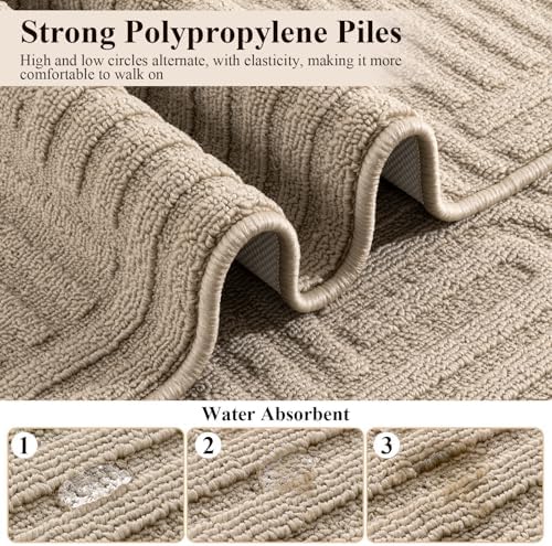 U'Artlines Kitchen Rugs and Mats Set of 3, Beige 20x32+20x48+20x59 - Image 4