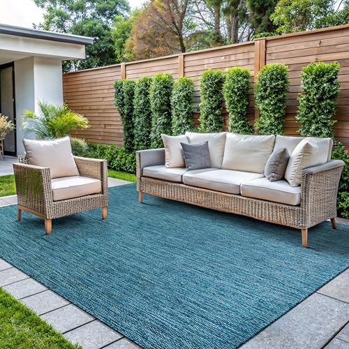 CAMILSON Outdoor Rug 6x9 Modern Area Rugs for Indoor and Outdoor Patios and Porches - Waterproof, Washable, Non-Shedding, Easy-to-Clean Outside Carpet (6 x 9, Solid - Aqua) - Image 6