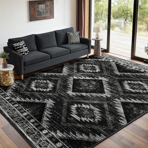 BESTSWEETIE 5'x8' Washable Area Rug for Living Room Bedroom Black - Image 2