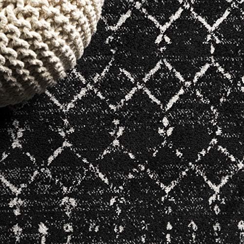 JONATHAN Y Boho Vintage Diamond Black/Ivory Indoor Area Rug 5X8 ft, Moroccan Hype for Living Room, Bedroom, Kitchen, Office, Easy-Cleaning, High Traffic, Pet-Friendly, Non-Shedding (MOH101D-5) - Image 4
