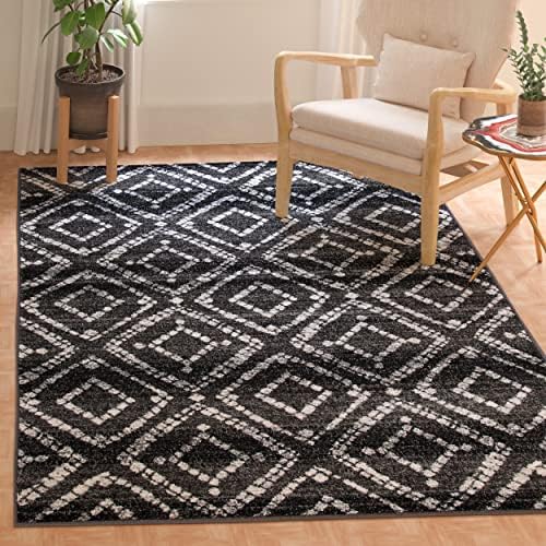 SAFAVIEH Adirondack Collection Accent Rug - 3' x 5', Black & Ivory, Modern Distressed Design, Non-Shedding & Easy Care, Ideal for High Traffic Areas in Entryway, Living Room, Bedroom (ADR131A) by Unknown