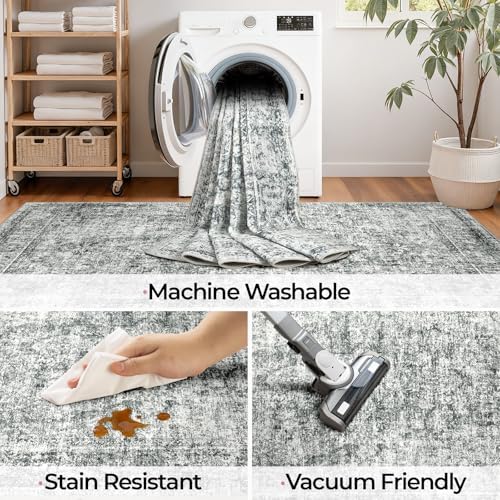 CAPALOCA 2x3 Washable Nursery Girls Low Pile Area Rug Grey - Image 3