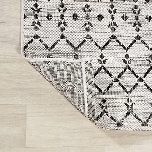 JONATHAN Y Moroccan Geometric Indoor Outdoor Area Rug 10X14 Cream/Black, Ourika Textured Weave for Backyard, Patio, Porch, Easy-Cleaning, High Traffic, Pet-Friendly, Non-Shedding (SMB108I-14) - Image 5