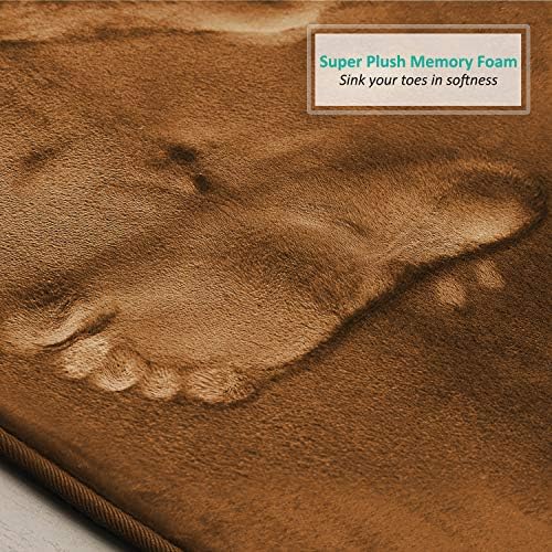 Clara Clark 2 Piece Bathroom Rugs, Velvet Memory Foam Bath Mat Set, Non-Slip Bath Rugs, Machine Wash, Dries Quickly, Ultra Soft Plush Bath Mats for Bathroom, 17 x 24 + Contour, Brown - Image 6