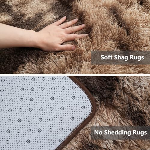 Shag Area Rugs for Bedroom Living Room,4X6 Ultra Soft Fluffy Area Rugs for Dorm,Indoor Carpet Plush Rugs for Living Room Home Decor, Mottling Brown - Image 4