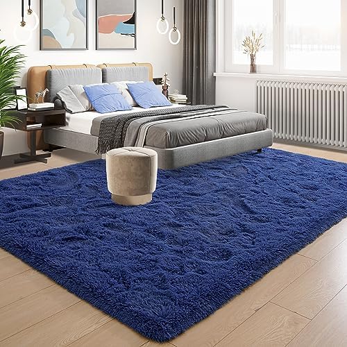 Tepook 4x6 Soft Fluffy Rug for Bedroom Fuzzy Navy Rugs for Living Room - Image 2