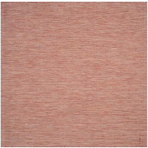 SAFAVIEH Outdoor Square Rug 10' - Courtyard Collection - Large, Coastal Design, Red & Beige, Durable & Easy Cleaning, Ideal for Patio, Entryway, Mudroom (CY8022-36521) by Unknown