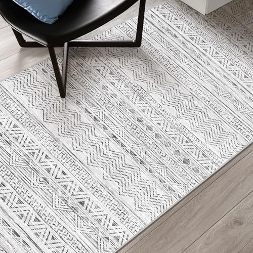 3x5 Area Rug Washable Moroccan: Non Slip Entryway Floor Mat Grey - Image 7
