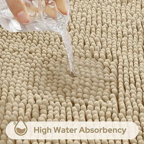 HOMEIDEAS Bathroom Rugs Set of 3, Super Soft Absorbent Chenille Bath Rugs - Image 5