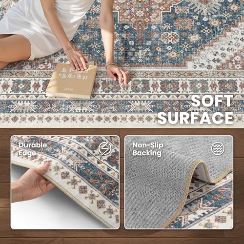 zesthome 9x12 Area Rugs for Living Room,Large Washable Rug,Blue - Image 6