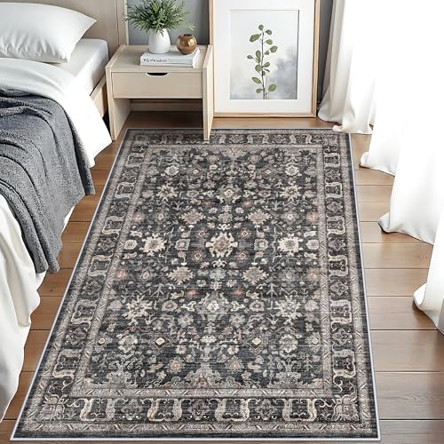 Black 3x5 Entryway Rug: Washable Ultra Soft Non Slip Low Pile Carpet Runner - Image 4