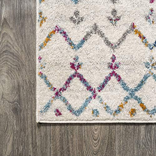 JONATHAN Y Boho Vintage Diamond Ivory/Multi Runner Rug 2X10 ft, Moroccan Hype for Living Room, Bedroom, Kitchen, Office, Easy-Cleaning, High Traffic, Pet-Friendly, Non-Shedding (MOH101E-210) - Image 5