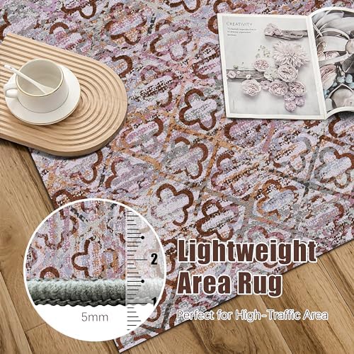 RUGSURE Washable Area Rugs, 2'6'' x 8' - 1/6 Thick - Stain & Water Resistant Non-Slip - Perfect Resistant Rug for Living Room, Bedroom, Nursery, Pet & Child Friendly, Vibrant Colors Rugs, Purple - Image 6