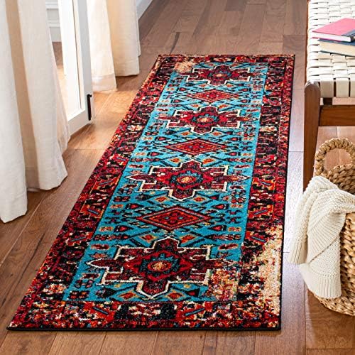 SAFAVIEH Vintage Hamadan Runner Rug 2'3"x8', Red & Light Blue VTH211Q by Unknown