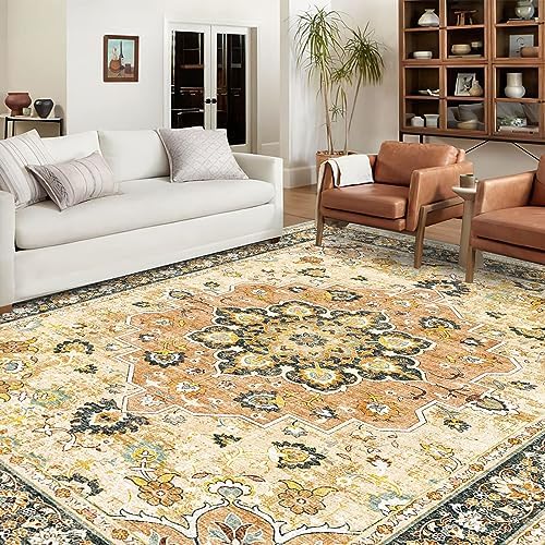 Large 9x12 Area Rugs: Non-Slip Rug Vintage Distressed Indoor Accent Rug - Image 2