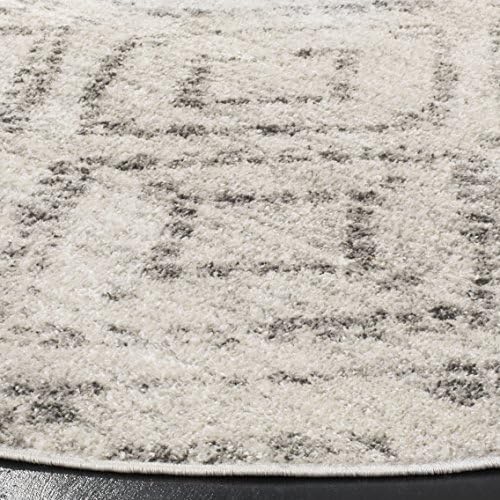 SAFAVIEH Adirondack Collection 12' Round Light Grey/Grey ADR131C Modern Diamond Distressed Non-Shedding Dining Room Entryway Foyer Living Room Bedroom Area Rug - Image 4