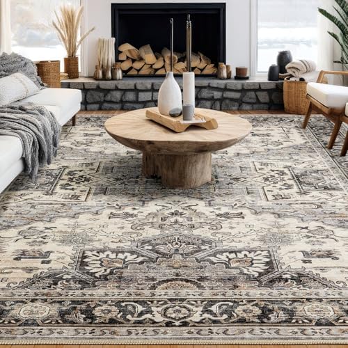 Vintage 6x9 Rugs for Living Room Washable Area Rug Brown - Image 3