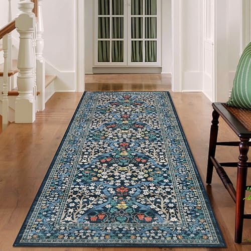 GarveeHome Blue Floral 2x6 Washable Kitchen Runner Rug - Image 3