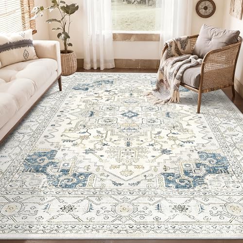 Washable 6x9 Area Rug for Living Room ,Vintage Floral Soft Rugs Home Decor - Image 2