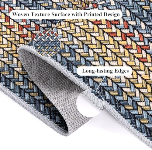 HEBE Faux Jute Kitchen Rugs Set of 3, Washable Kitchen Mats for Floor - Image 3