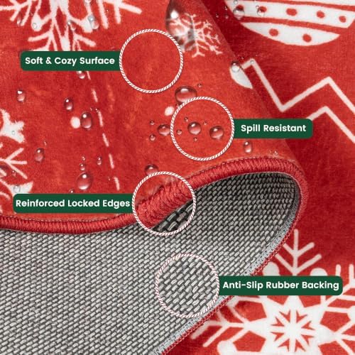Christmas Red 4x6 Area Rugs for Entryway, Washable Rug Soft Non-Slip Low Pile Christmas Tree Elk Snowflake Small Carpet for Kitchen Living Room Bedroom Kids Nursery Holiday Throw Home Decor(Red Elk) - Image 6