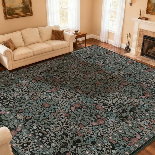 Area Rug for Living Room 10x12 Washable Soft Carpet (Dark Green) - Image 3