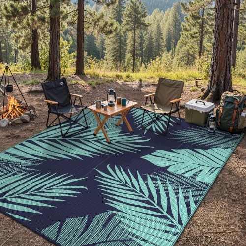 GENIMO Outdoor Rug, Waterproof Plastic Rugs for Patio, 8'x10' Blue Green - Image 5