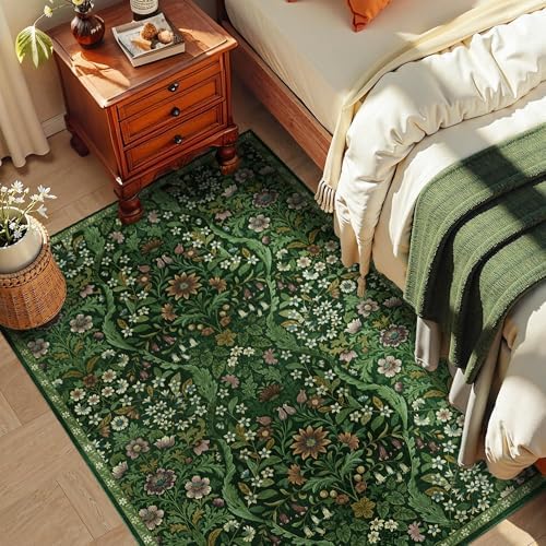 4x6 Floral Area Rug Soft Low Pile Boho Carpet for Living Room - Image 4